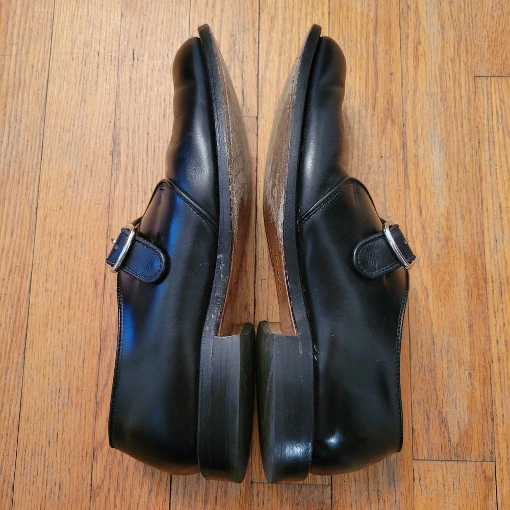 Allen Edmonds 10B Monk Strap Black Leather GARNER Dress Shoes Academia Business